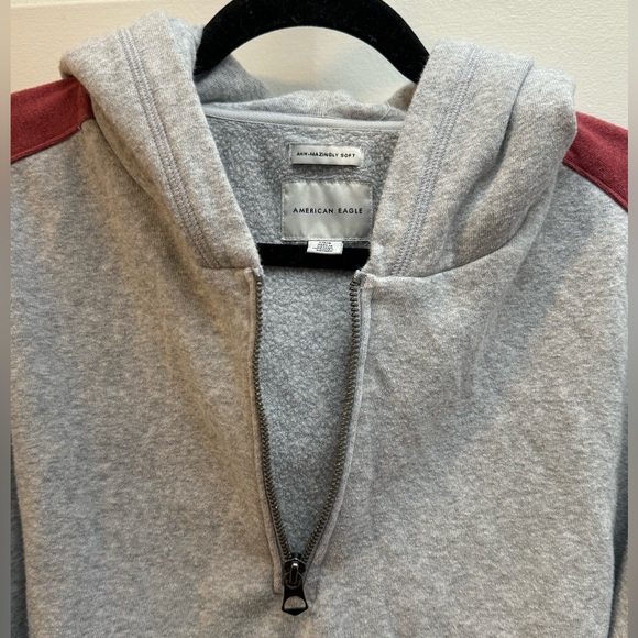 Y2K American Eagle Cropped Hoodie Sweatshirt Colorblock Oversized Soft Comfy 90s - Picture 7 of 11